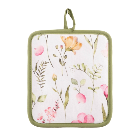Potholder ARDESTO Spring flowers 18x20cm, 100% polyester, white