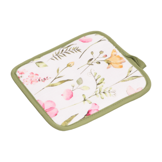Potholder ARDESTO Spring flowers 18x20cm, 100% polyester, white
