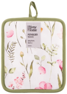 Potholder ARDESTO Spring flowers 18x20cm, 100% polyester, white