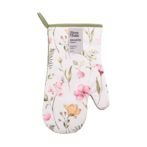 Oven mitten ARDESTO Spring flowers 18х30cm, 100% polyester (front), 100% cotton (back), white