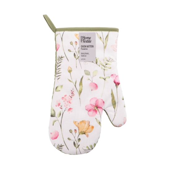 Рукавичка ARDESTO Spring flowers 18х30см, 100% полиэстер (верх), 100% хлопок (низ), белый