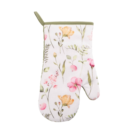 Рукавичка ARDESTO Spring flowers 18х30см, 100% полиэстер (верх), 100% хлопок (низ), белый