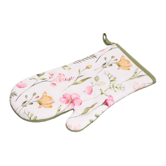 Рукавичка ARDESTO Spring flowers 18х30см, 100% полиэстер (верх), 100% хлопок (низ), белый