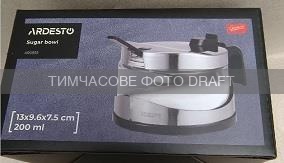 Цукорниця Ardesto Gemini, 13х9.6х7.5см, нержавіюча сталь, скло, пластик, прозорий
