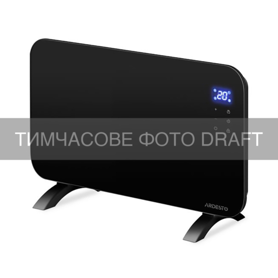 ARDESTO Конвектор CHH-2000EBG 20м2, 2000Вт, WI-FI, електр. кер-ння, ПДК, закр. нагрів. елемент, дисплей, програматор, таймер, IP24, скло, чорний