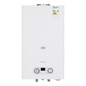 Gas heater ARDESTO HB03 10l/min 20kW Low NOx display battery ignition white