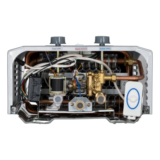 Gas heater ARDESTO HB03 10l/min 20kW Low NOx display battery ignition stainless steel