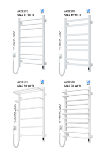 ARDESTO electric towel warmer Star FR, 800x480x240mm, Wi-Fi timer-regulator, steel, left connection, white