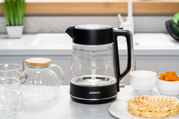 Electric kettle ARDESTO, 1.7L, glass, Otter, black
