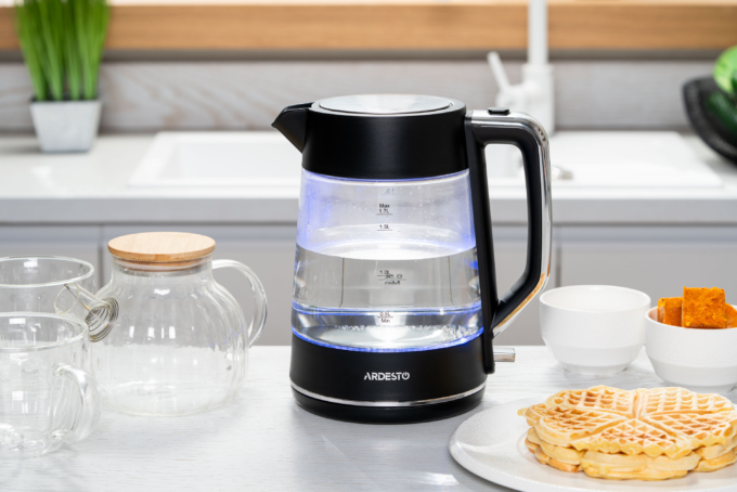 Electric kettle ARDESTO, 1.7L, glass, Otter, black