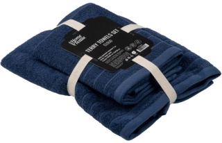 Terry towel set ARDESTO Cloud 50х90cm, 70х130cm, 2pcs, 100% cotton, dark blue