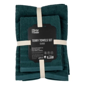 Terry towel set ARDESTO Cloud 50х90cm, 70х130cm, 2pcs, 100% cotton, dark green