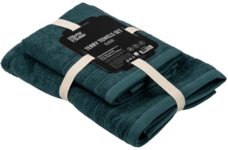 Terry towel set ARDESTO Cloud 50х90cm, 70х130cm, 2pcs, 100% cotton, dark green