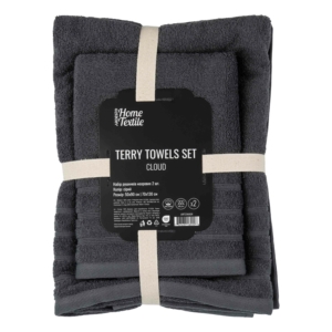 Terry towel set ARDESTO Cloud 50х90cm, 70х130cm, 2pcs, 100% cotton, grey