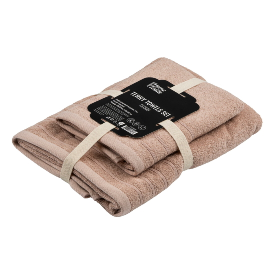 Terry towel set ARDESTO Cloud 50х90cm, 70х130cm, 2pcs, 100% cotton, beige