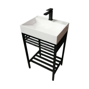 Bathroom set, metal cabinet ARDESTO, 495x370x760mm, black + Anna washbasin, 500x375x110mm, white