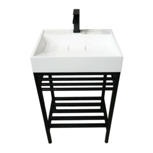 Bathroom set, metal cabinet ARDESTO, 495x370x760mm, black + Anna washbasin, 500x375x110mm, white