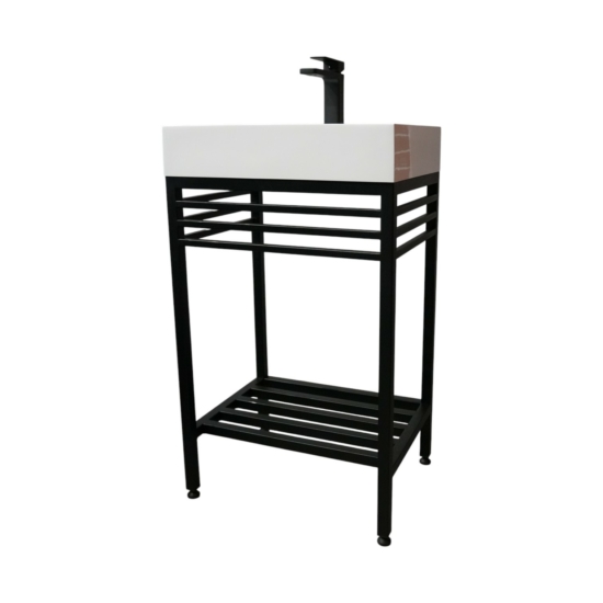 Bathroom set, metal cabinet ARDESTO, 495x370x760mm, black + Anna washbasin, 500x375x110mm, white