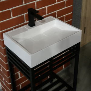 Bathroom set, metal cabinet ARDESTO, 495x370x760mm, black + Anna washbasin, 500x375x110mm, white