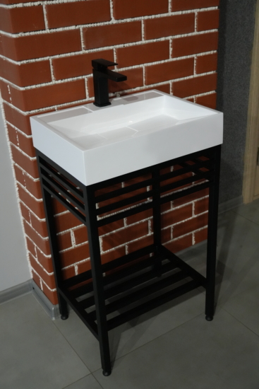 Bathroom set, metal cabinet ARDESTO, 495x370x760mm, black + Anna washbasin, 500x375x110mm, white