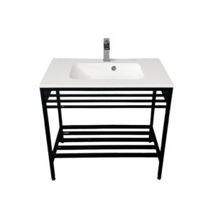 Bathroom set, metal cabinet ARDESTO, 795x470x830mm, black + ALBA washbasin, 795x470x125mm, white