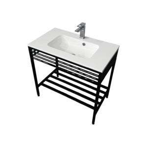 Bathroom set, metal cabinet ARDESTO, 795x470x830mm, black + ALBA washbasin, 795x470x125mm, white