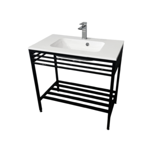 Bathroom set, metal cabinet ARDESTO, 795x470x830mm, black + ALBA washbasin, 795x470x125mm, white