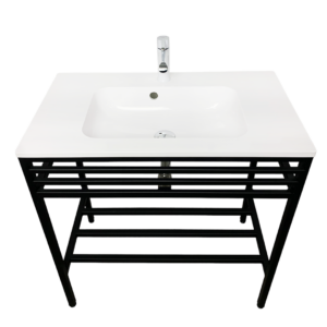 Bathroom set, metal cabinet ARDESTO, 990x470x830mm, black + ALBA washbasin, 995x470x125mm, white