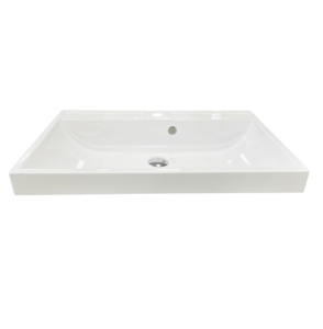 Bathroom set, metal cabinet ARDESTO, 685x410x760mm, black + Louise washbasin, 685x410x123mm, white