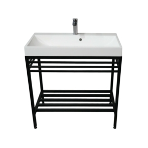 Bathroom set, metal cabinet ARDESTO, 785x410x760mm, black + Louise washbasin, 785x410x123mm, white
