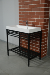 Bathroom set, metal cabinet ARDESTO, 785x410x760mm, black + Louise washbasin, 785x410x123mm, white