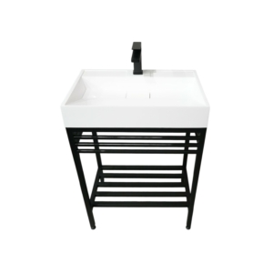 Bathroom set, metal cabinet ARDESTO, 685x450x760mm, black + Anna washbasin, 700x455x110mm, white