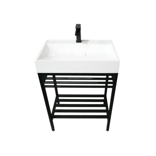 Bathroom set, metal cabinet ARDESTO, 685x450x760mm, black + Anna washbasin, 700x455x110mm, white