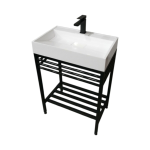 Bathroom set, metal cabinet ARDESTO, 685x450x760mm, black + Anna washbasin, 700x455x110mm, white