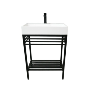 Bathroom set, metal cabinet ARDESTO, 685x450x760mm, black + Anna washbasin, 700x455x110mm, white