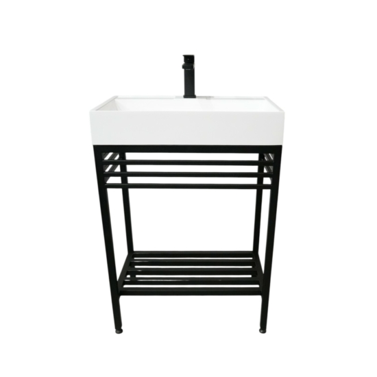 Bathroom set, metal cabinet ARDESTO, 685x450x760mm, black + Anna washbasin, 700x455x110mm, white