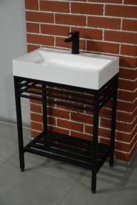 Bathroom set, metal cabinet ARDESTO, 685x450x760mm, black + Anna washbasin, 700x455x110mm, white