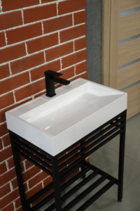 Bathroom set, metal cabinet ARDESTO, 685x450x760mm, black + Anna washbasin, 700x455x110mm, white