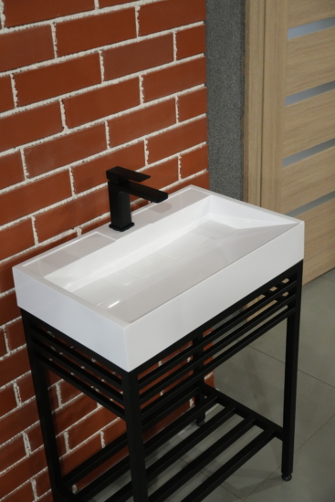 Bathroom set, metal cabinet ARDESTO, 685x450x760mm, black + Anna washbasin, 700x455x110mm, white