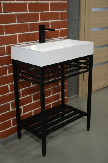 Bathroom set, metal cabinet ARDESTO, 685x450x760mm, black + Anna washbasin, 700x455x110mm, white