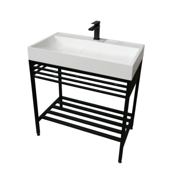 Bathroom set, metal cabinet ARDESTO, 795x450x760mm, black + Anna washbasin, 800x455x110mm, white