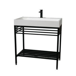 Bathroom set, metal cabinet ARDESTO, 795x450x760mm, black + Anna washbasin, 800x455x110mm, white