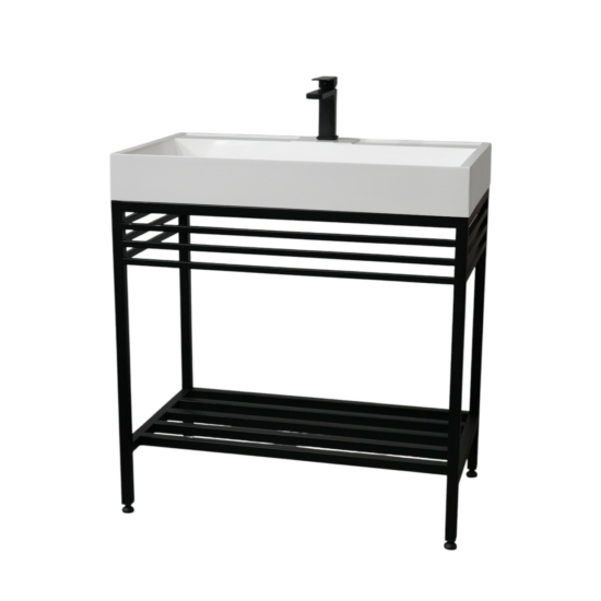 Bathroom set, metal cabinet ARDESTO, 795x450x760mm, black + Anna washbasin, 800x455x110mm, white