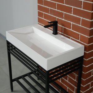 Bathroom set, metal cabinet ARDESTO, 795x450x760mm, black + Anna washbasin, 800x455x110mm, white