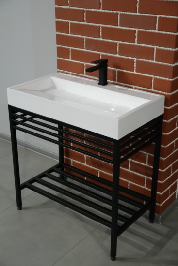 Bathroom set, metal cabinet ARDESTO, 795x450x760mm, black + Anna washbasin, 800x455x110mm, white