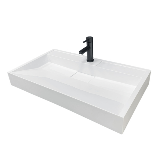Bathroom set, metal cabinet ARDESTO, 795x450x760mm, black + Anna washbasin, 800x455x110mm, white