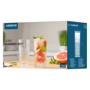 Long glasses set ARDESTO Alba, 356ml, 6pcs, glass, transparent
