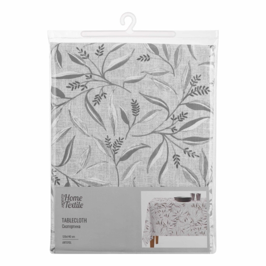 Tablecloth ARDESTO Grey leaves 120х140cm, 100% polyester, grey