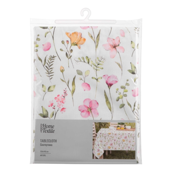 Tablecloth ARDESTO Spring flowers 120х140cm, 100% polyester, white