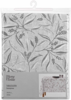 Tablecloth ARDESTO Grey leaves 140х180cm, 100% polyester, grey